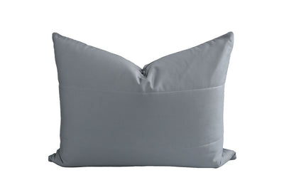A gray pillow sham. 