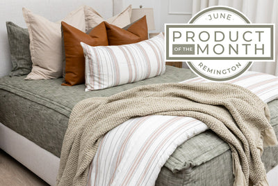 An infographic detailing the product of the month for June is Remington Luxe with the zipper bedding showcased.