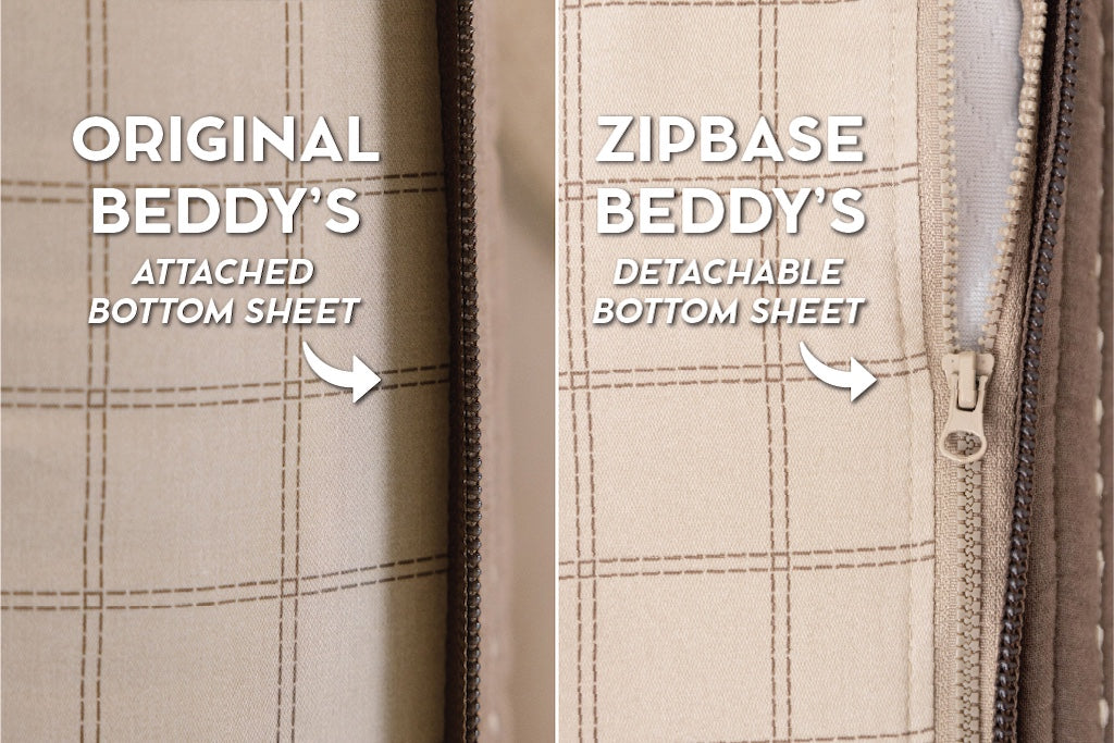 An infographic showing the options for Original and ZipBase in your zipper bedding set.