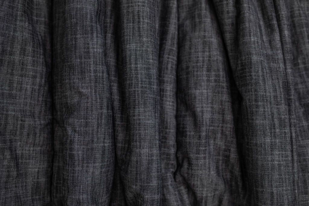 A close up view of a dark charcoal gray blanket.