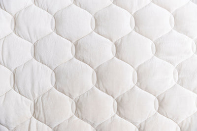 A close up of the cream minky lining of the blanket