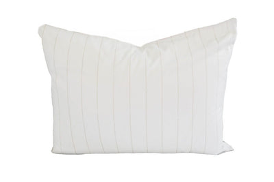 White pillowcase with thin, tan vertical lines design 