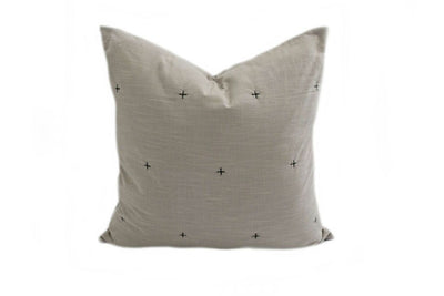 Green gray pillow cover with stitched plus pattern