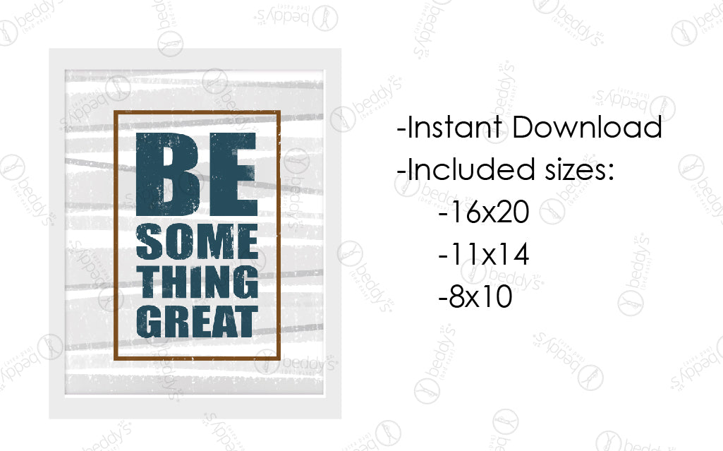 An infographic explaining the blue graphic lettering digital artwork size dimensions and that it's an instant download.