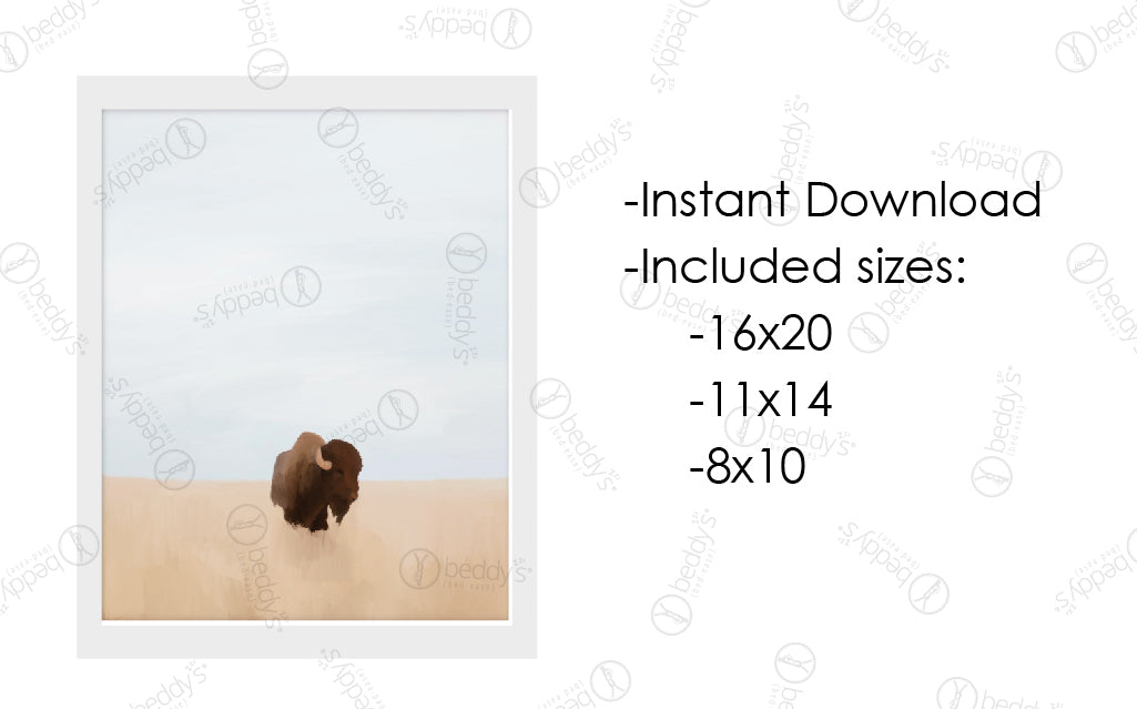 Bison artwork and the included sizes 