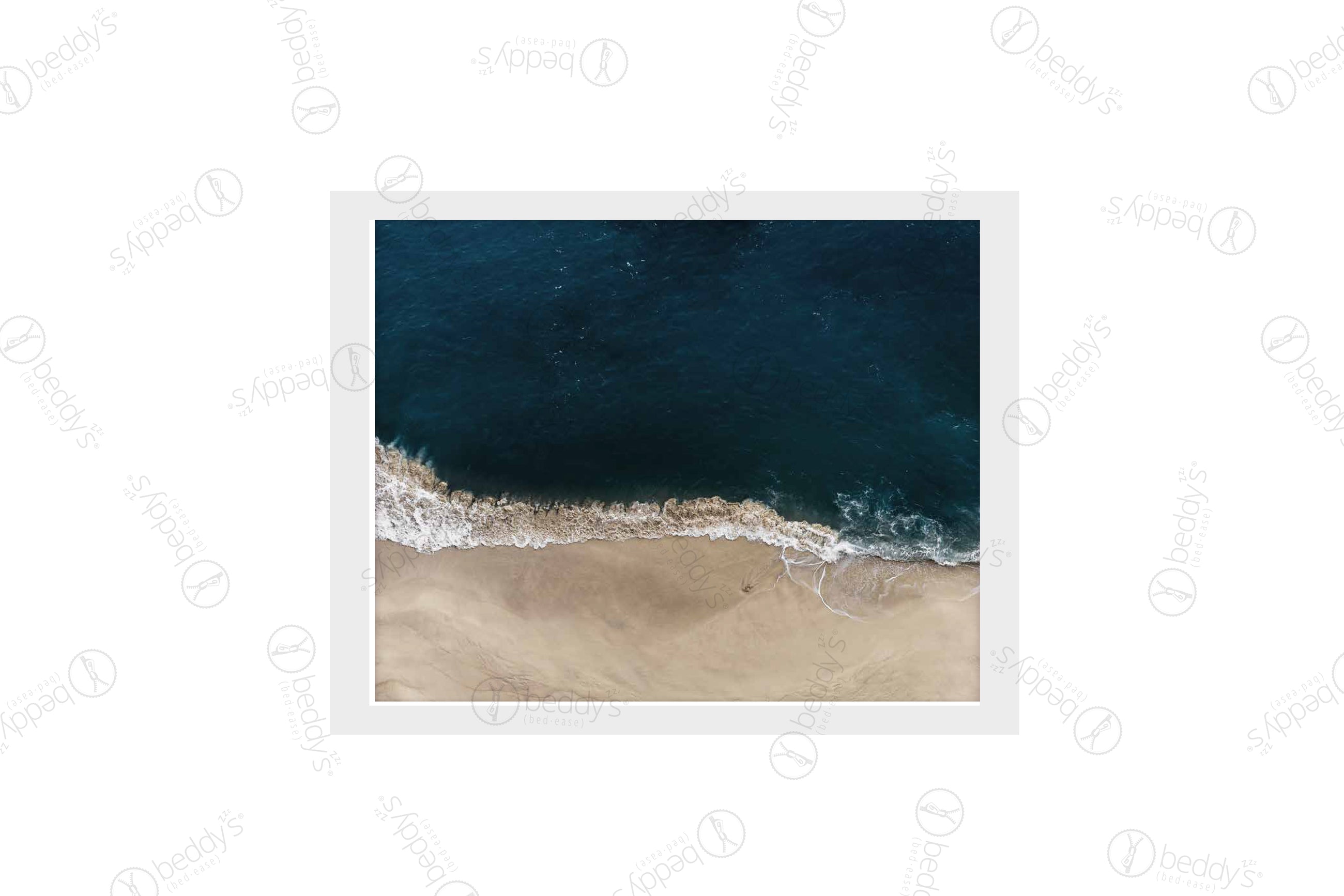 A dark blue lagoon digital artwork showcased in a frame. 