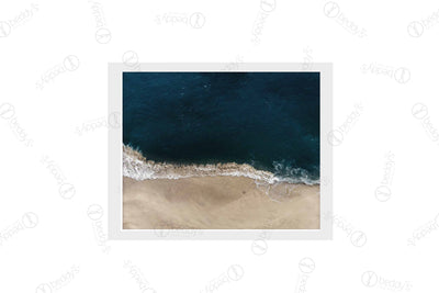 A dark blue lagoon digital artwork showcased in a frame. 