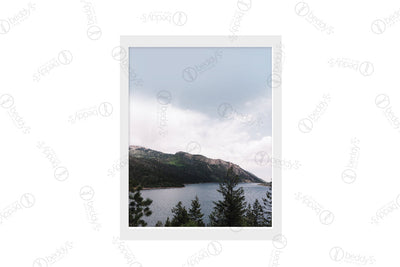 mountain and lake artwork 