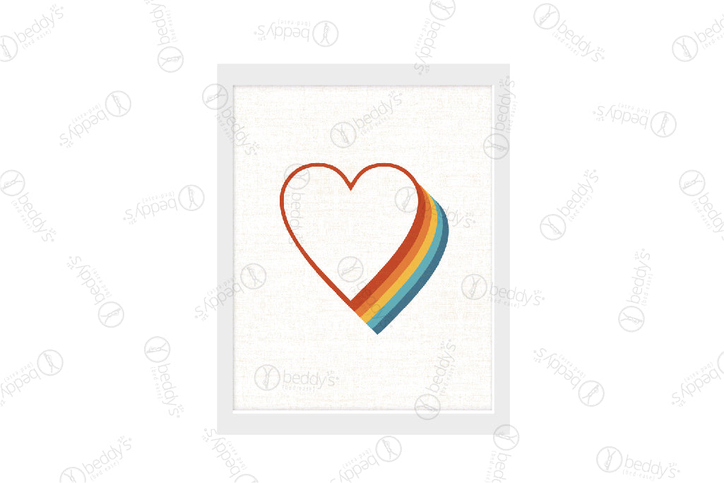 beddy's rainbow heart art work