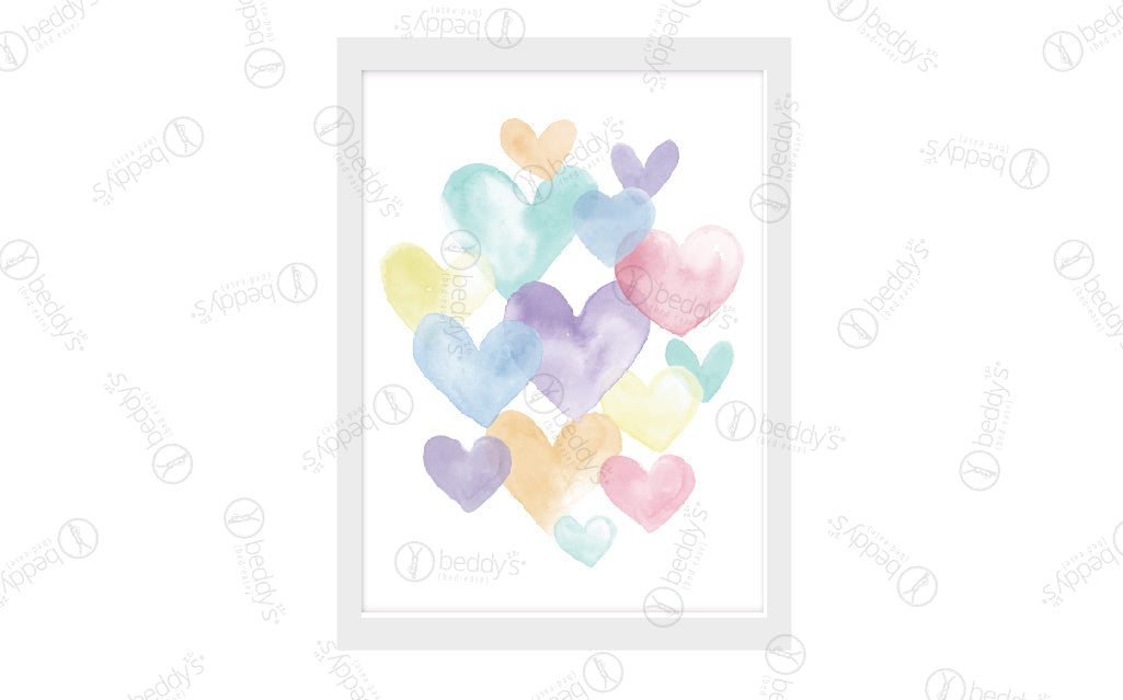 Watercolor Hearts Digital Artwork Download