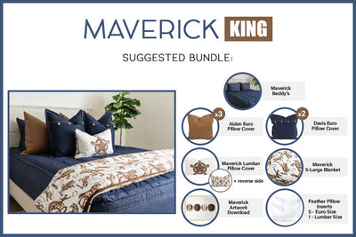 Graphic showing included items for king sized bundle for blue zipper bedding