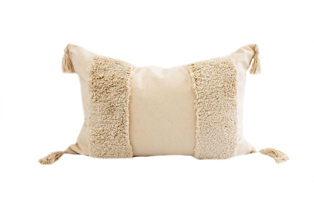 Cream textured lumbar pillow