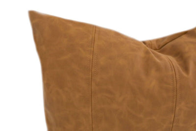 Brown vegan leather lumbar pillow