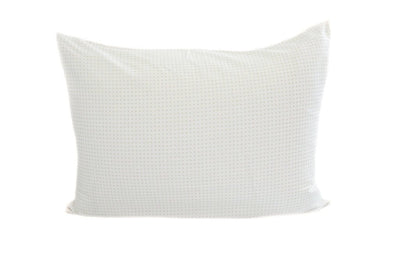White pillowcase with faint gray dot design