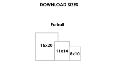 Graphic showing sizes for artwork downloads