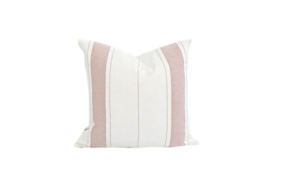 White euro pillow with pink stitching design 