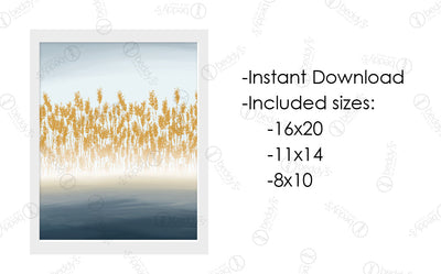 An infographic explaining the field of wheat digital artwork size dimensions and that it's an instant download. 