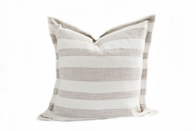 White and cream striped decorative euro pillow