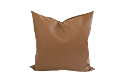 Brown faux leather euro decorative pillow