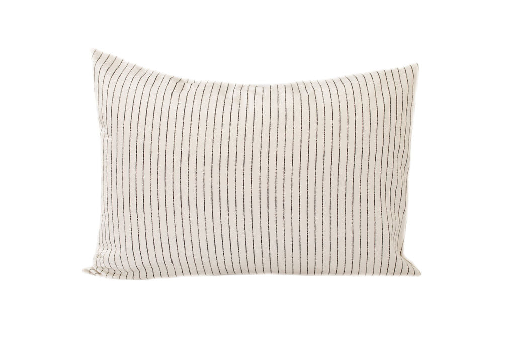 Cream and gray striped pillowcase 