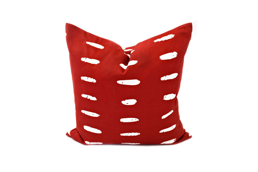 Red and white dash pillow