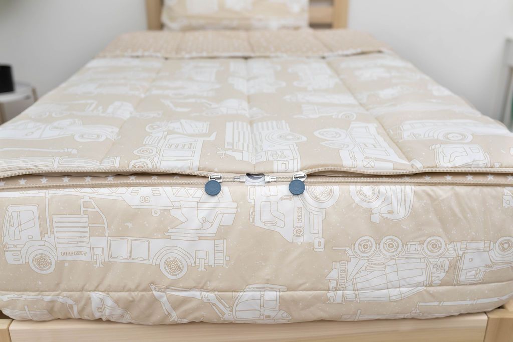 Beddy s Trucks Theme Boys Durable Zipper Bedding for Kids Bed in A Bag Tan Sheets Comforter with Construction Trucks Cars Includes Pillowcase