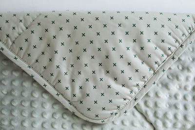 Green mini blanket with minky interior 