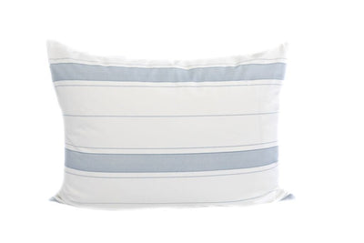 White pillowcase with horizontal light blue stitching design 