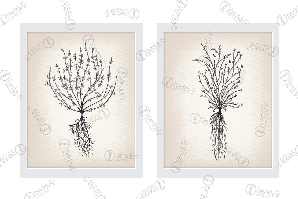 Cream and black downloadable artwork of trees and roots