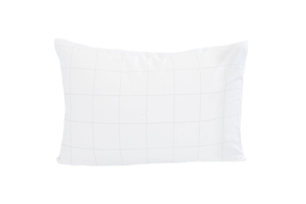 White pillow case with faint line tile pattern