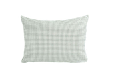 A light green plaid pillowcase.