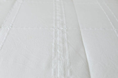 Detailed view of texture on white zipper bedding