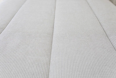 Close up view of texture of Light gray zipper bedding