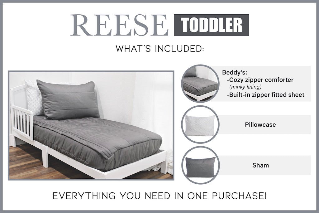 Reese Cool Gray Zipper Bedding | Beddy's Minky / Twin