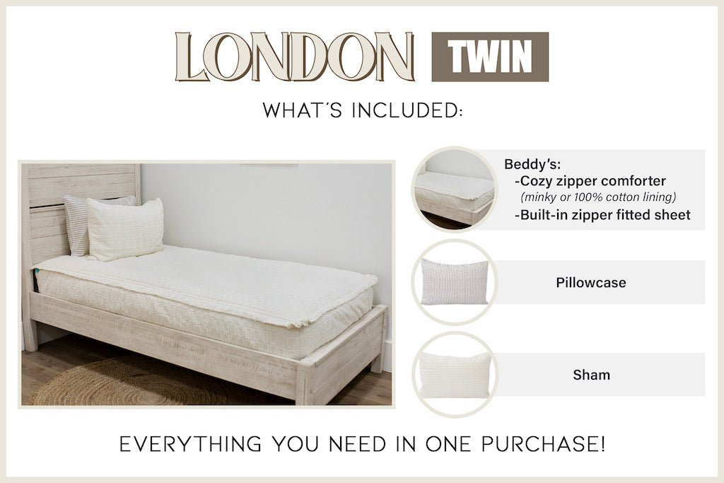 Beddy's Jameson Luxe All-in-One Zipper Bed Set (Minky), Twin