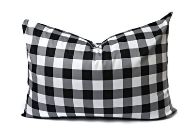 Black, white, and gray checkered pillowcase