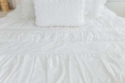 close up photo of  white textured bedding