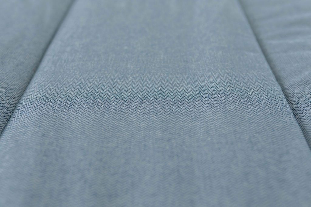 Close up view of Light blue zipper bedding