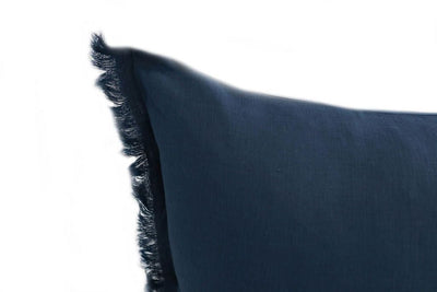 Close up of blue xl lumbar pillow cover