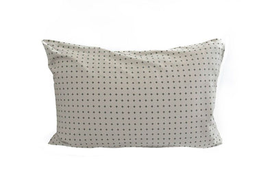 A khaki green pillowcase with plus pattern design. 